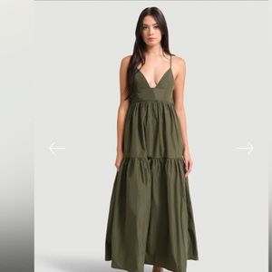 Modern Citizen Green Oralia Sweetheart neck Tier Dress in large new never used